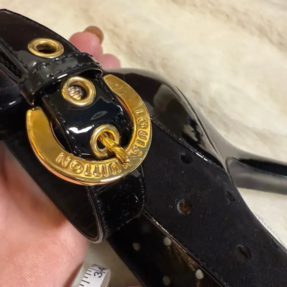 Louis Vuitton Black Punched Suede Heels 36.5 - Picture 12 of 13